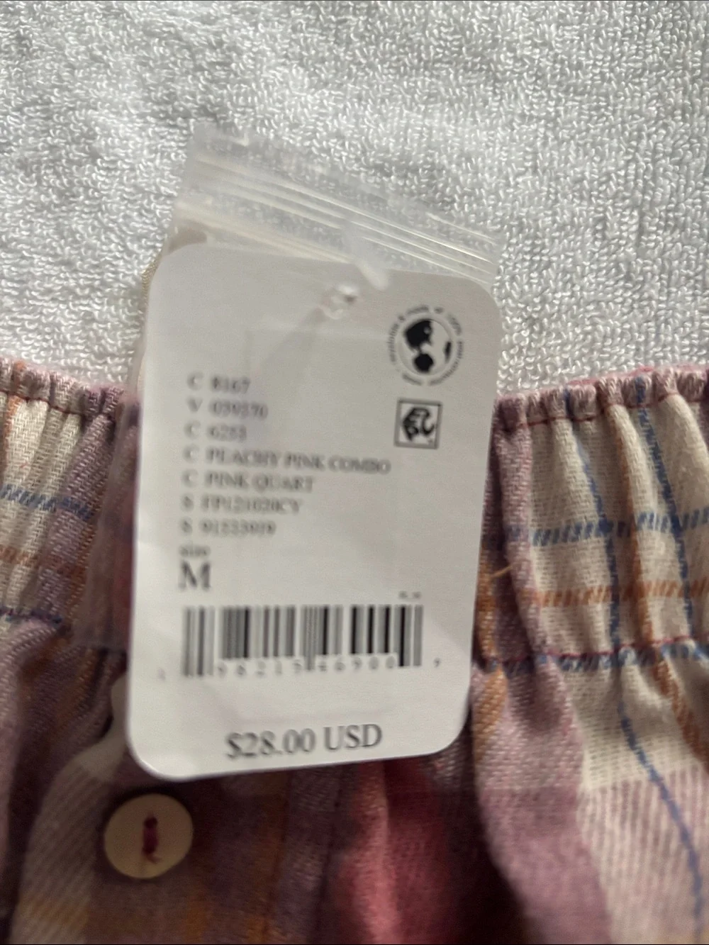 Free People Plaid Button-Front Lounge Shorts in Coral and Cream